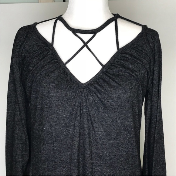 CHASER | NWT Charcoal Grey Long Sleeve Caged Neck Dress Women’s Size Medium - Picture 4 of 8